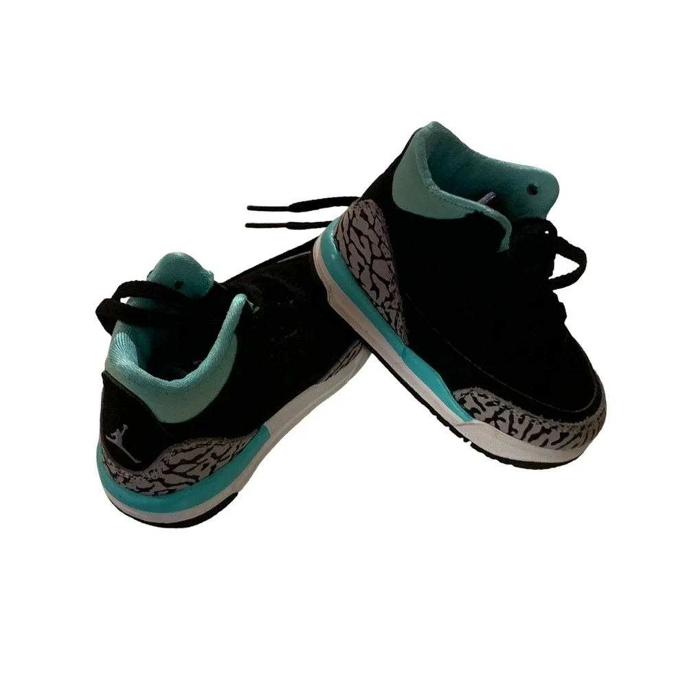 Nike Air Jordan 3 Retro BT Bleached Turquoise Shoes 654964-045‎ Toddlers Size 4C
